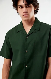Pacsun Elai Green Linen Camp Shirt