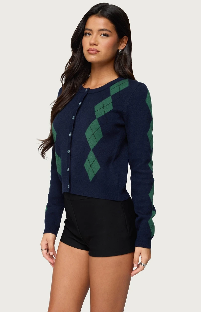 Edikted Farren Argyle Cardigan