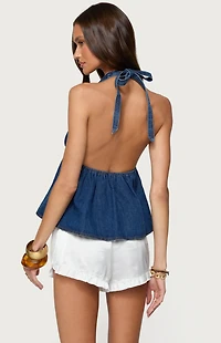 Edikted Safia Denim Halter Top