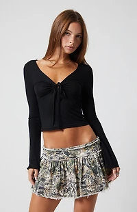 Third Charm Maya Long Sleeve Keyhole Top