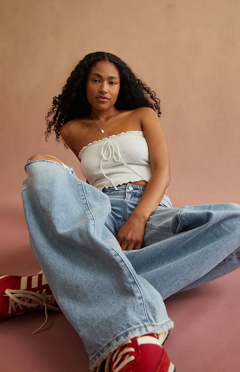 RARE DNM EDIT Light Blue Ripped Low Rise Baggy Jeans