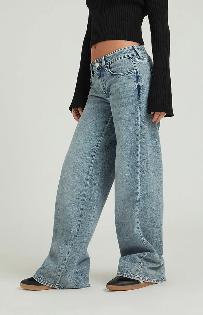 Pacsun Casey Medium Indigo Twist Seam Low Rise Baggy Jeans