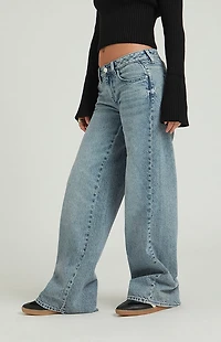 Pacsun Casey Medium Indigo Twist Seam Low Rise Baggy Jeans
