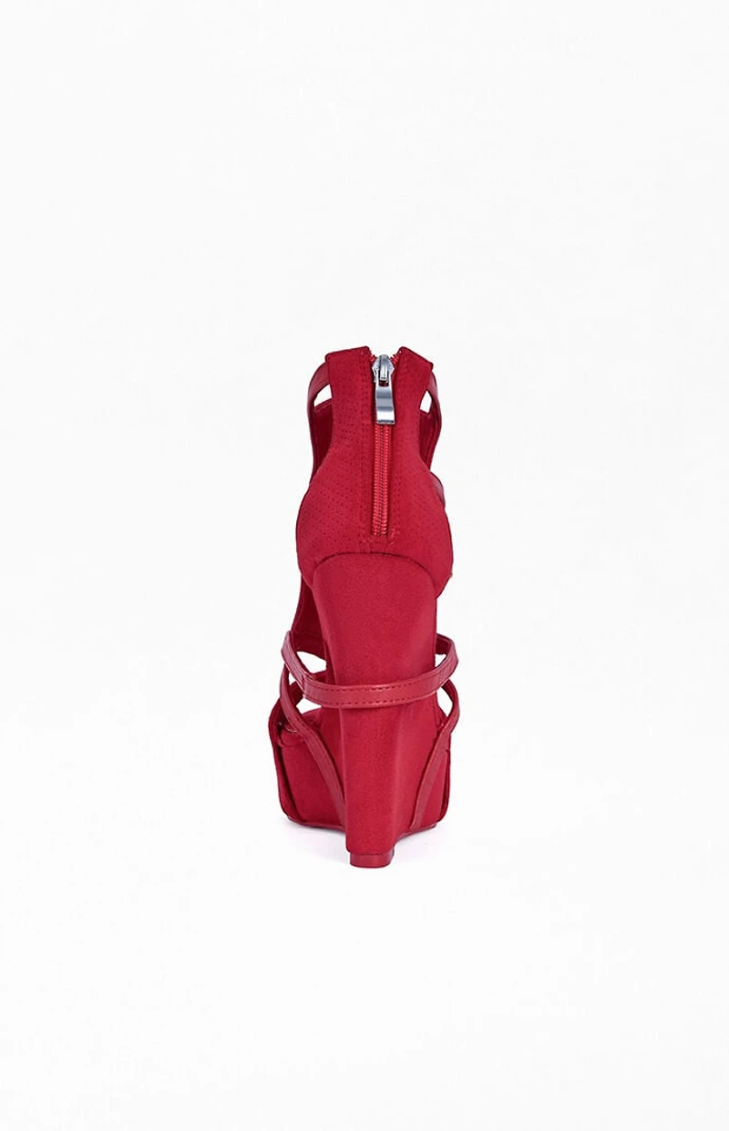 AZALEA WANG Women's Xareni Red Wedge Sandals
