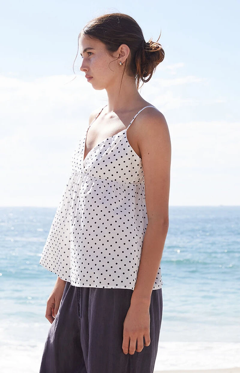 John Galt White Polka Dot Edith Tank Top