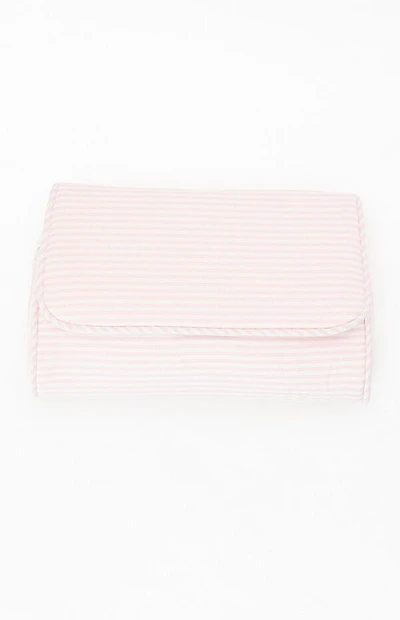 John Galt Pink & White Striped Makeup Bag