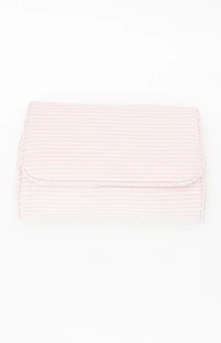John Galt Pink & White Striped Makeup Bag