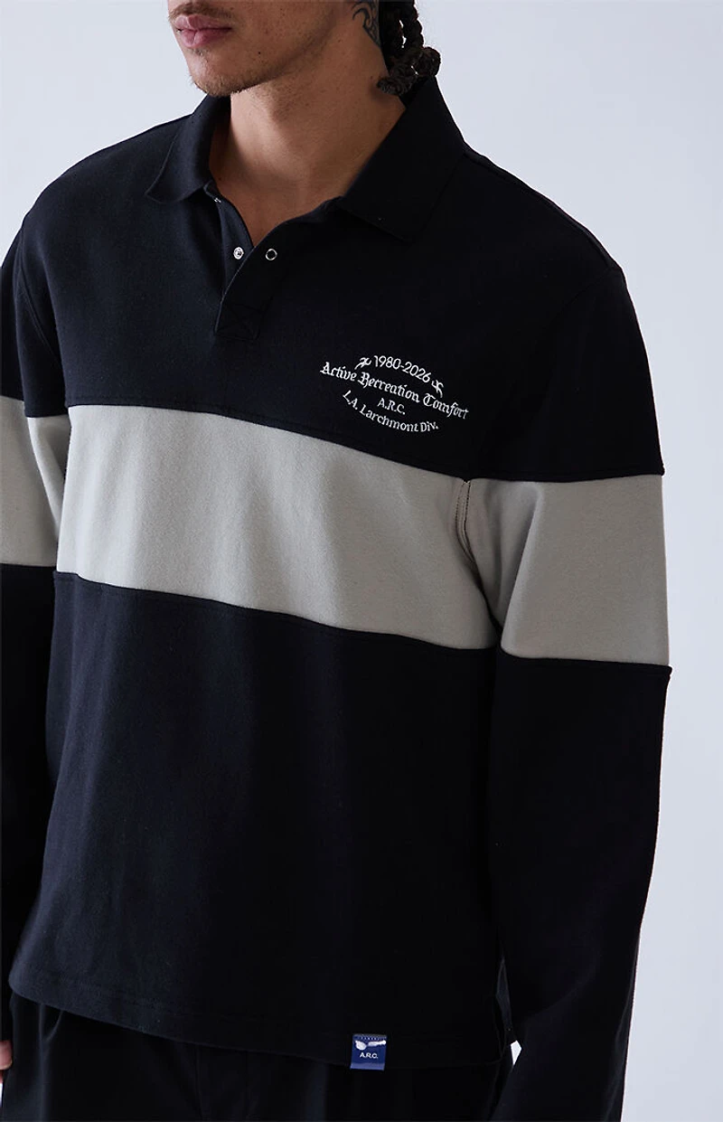 A.R.C. Black Rugby Long Sleeve Polo Shirt