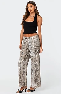 Edikted Snakeskin Printed Low Rise Jeans