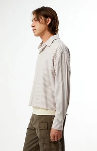 Pacsun Notice Striped Button Down Cropped Long Sleeve Shirt