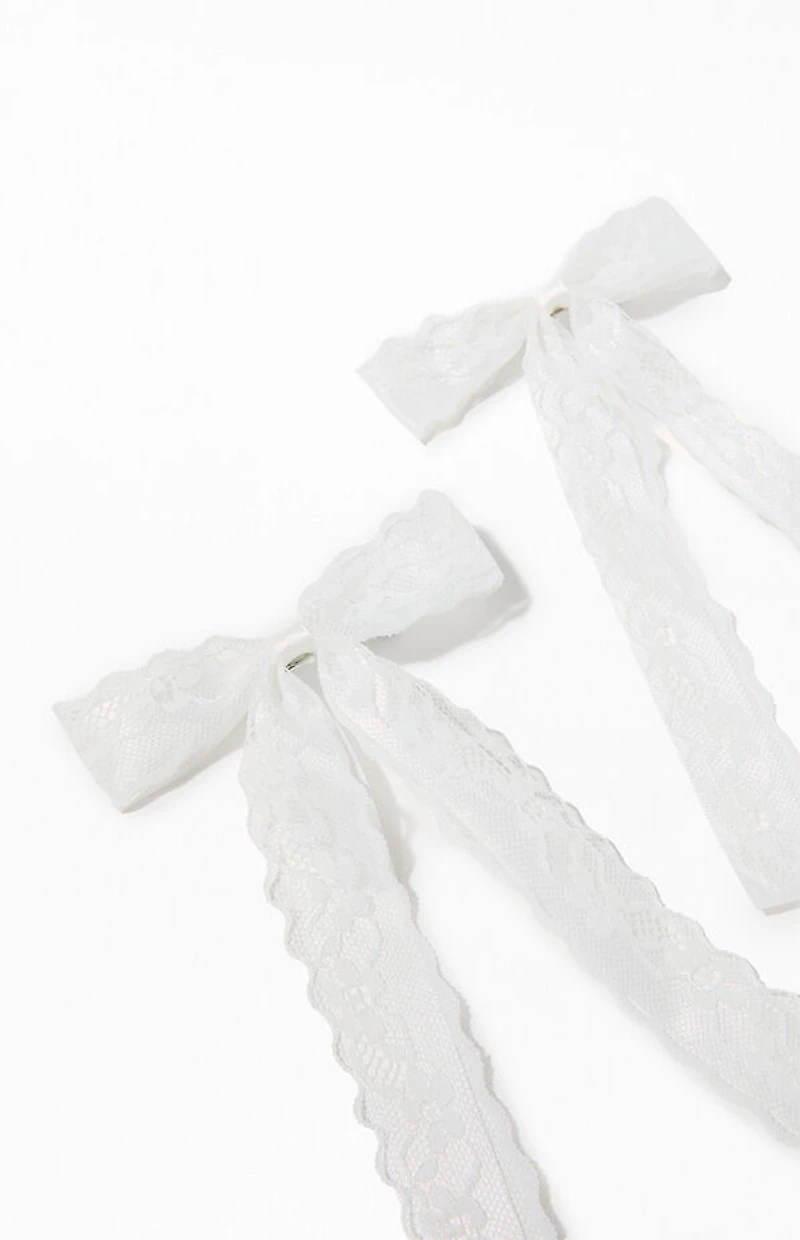 LA Hearts 2 Pack White Kaelie Bow Hair Clips