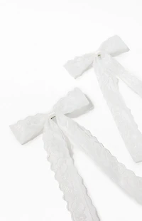 LA Hearts 2 Pack White Kaelie Bow Hair Clips