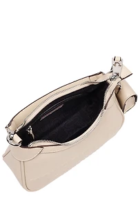 True Religion Cream Trapunto Logo Zip Top Hobo Bag