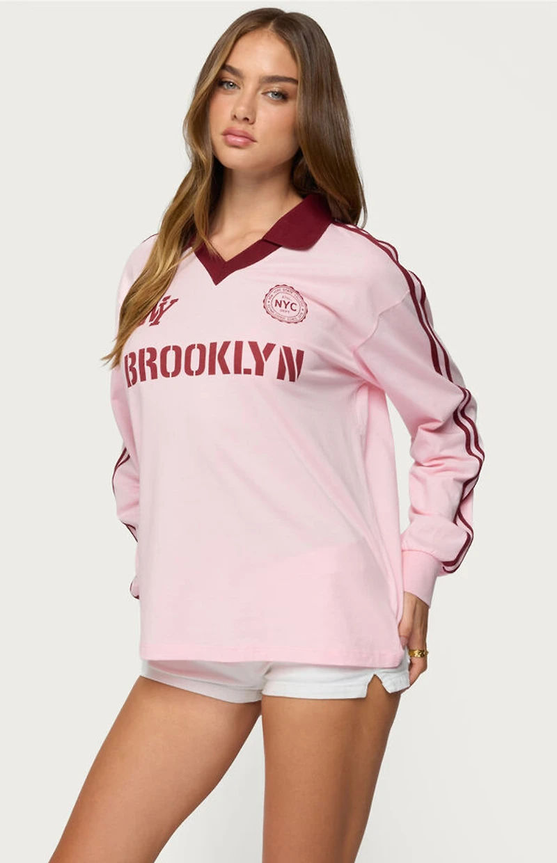 Edikted Brooklyn Contrast Oversized Polo Top