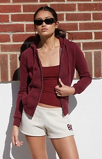 John Galt Burgundy Zip Up Hoodie