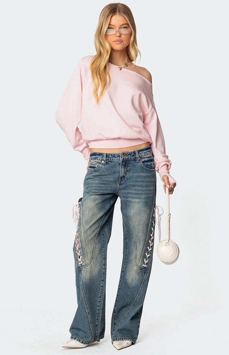 Edikted Off Shoulder Oversized Sweater