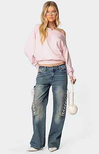 Edikted Off Shoulder Oversized Sweater