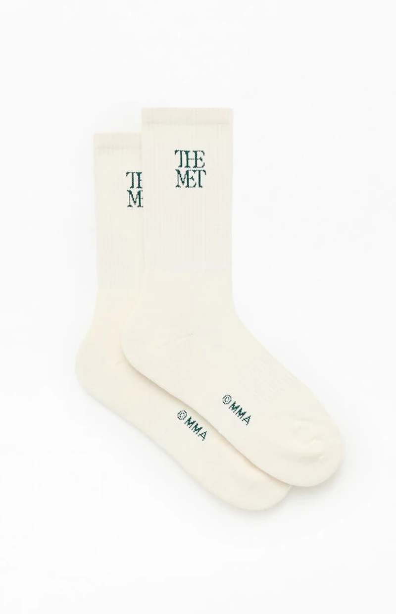 The Met x Pacsun Cream Logo Crew Socks