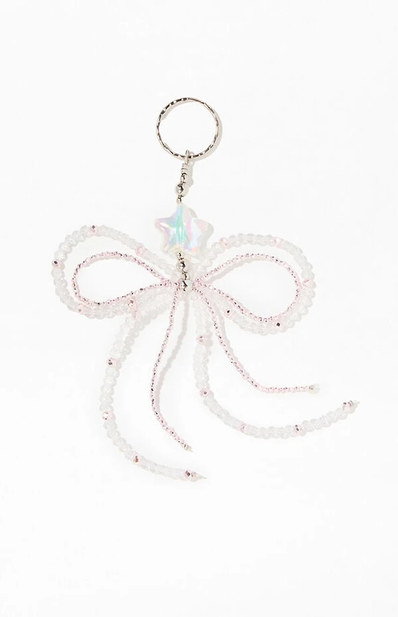 LA Hearts Beaded Bow Bag Charm Keychain