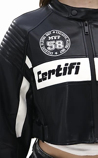 AZALEA WANG Max Black Moto Faux Leather Jacket