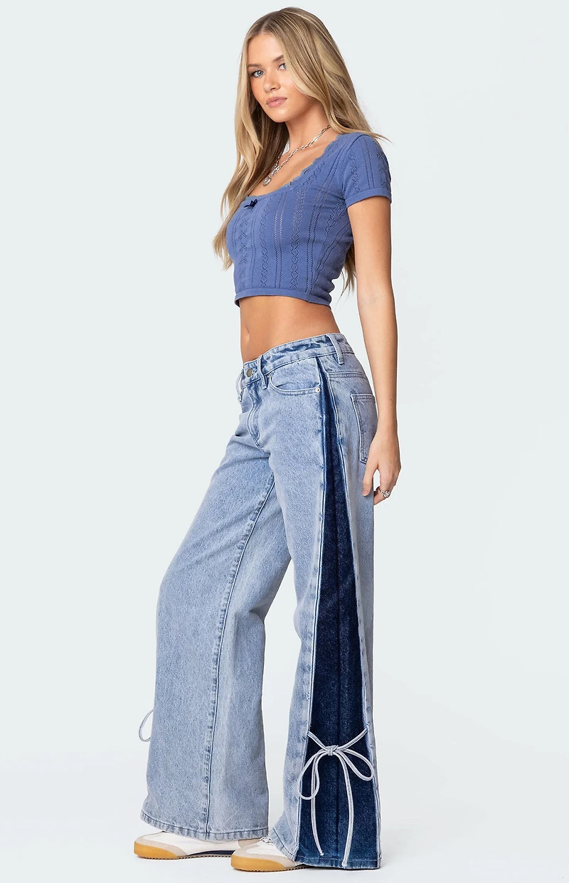 Edikted Contrast Split Washed Jeans
