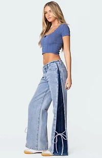 Edikted Contrast Split Washed Jeans