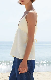 John Galt Yellow Edith Linen Tank Top