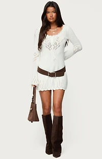 Edikted Shaia Pointelle Knit Mini Dress