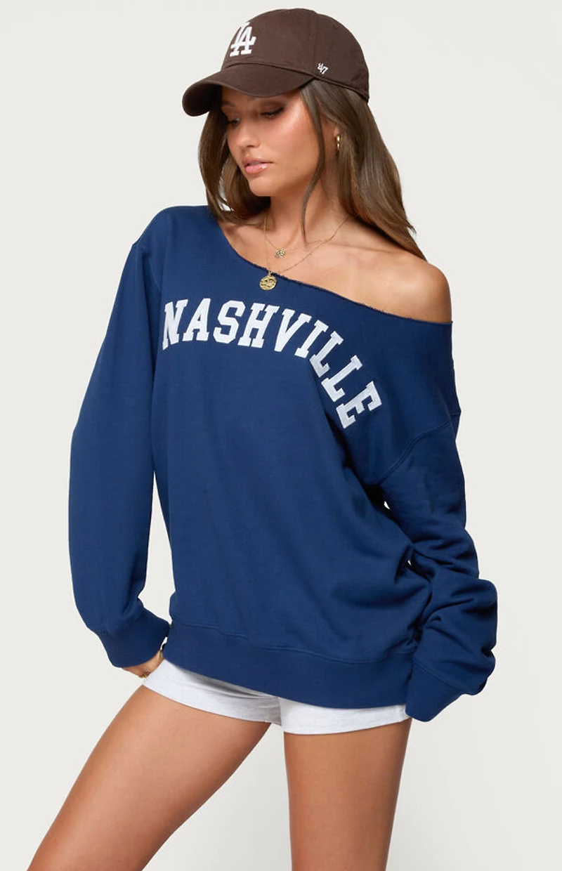 Edikted Nashville Oversized Wide Neck Sweatshirt