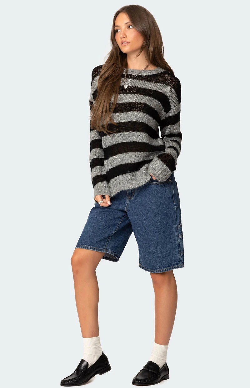 Edikted Light Knit Striped Sweater