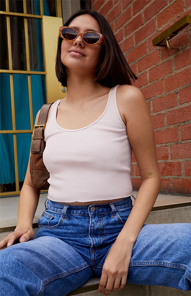 John Galt Pink Sheena Cropped Tank Top