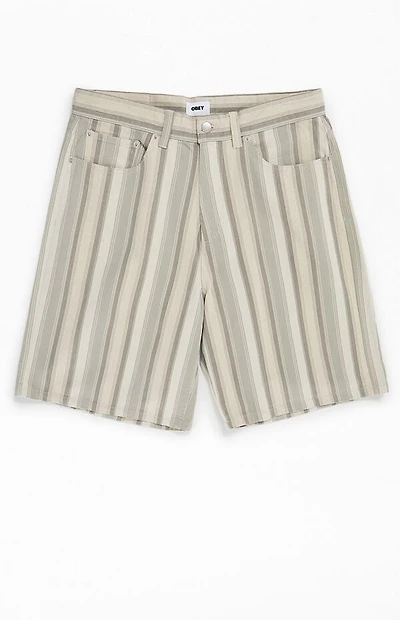 Obey Baja Striped Denim Baggy Shorts