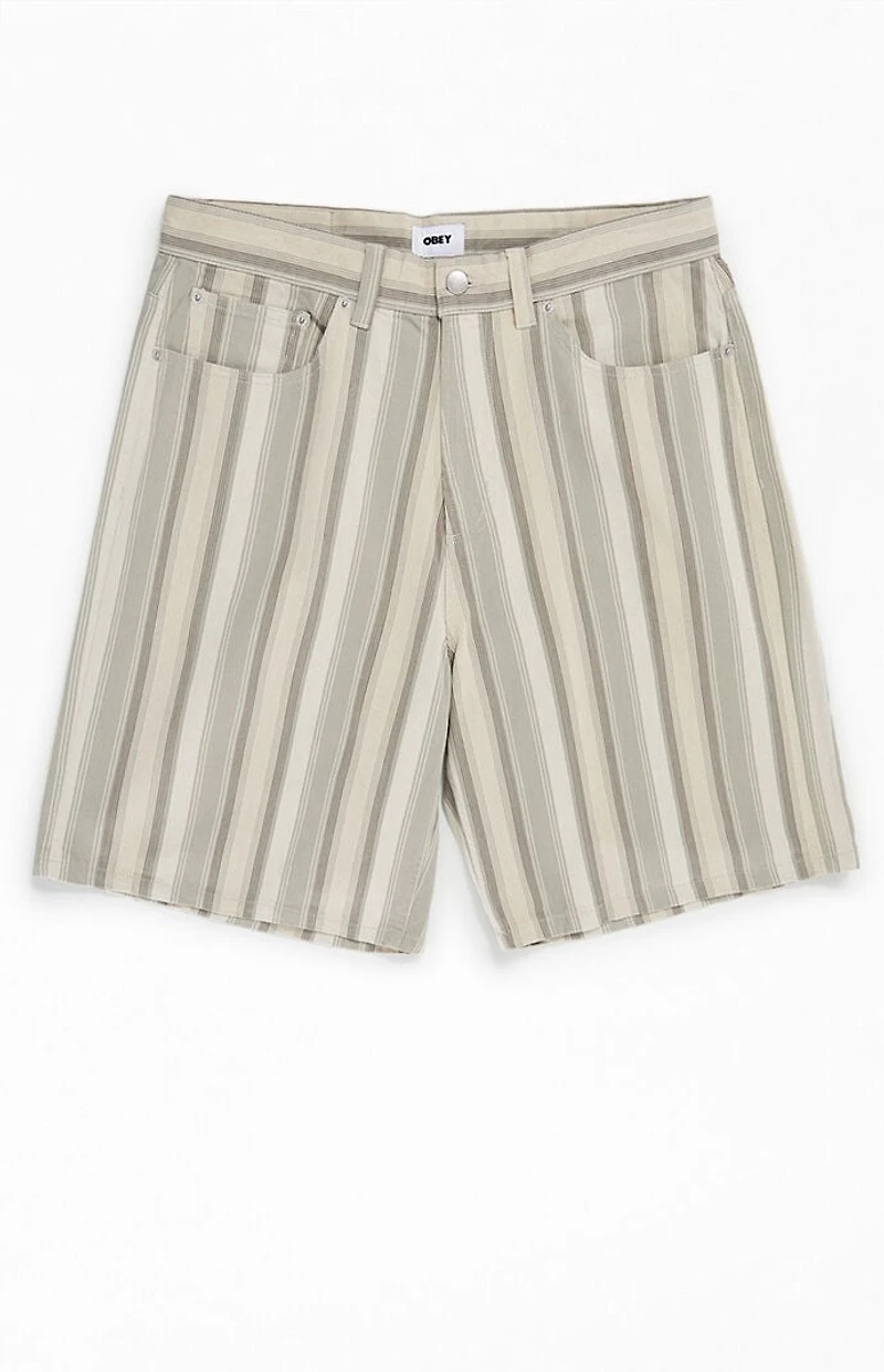 Obey Baja Striped Denim Baggy Shorts