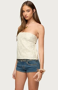 Edikted Cheyne Embroidered Strapless Top