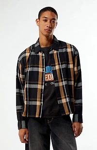 Pacsun Black And Tan Long Sleeve Classic Flannel Shirt