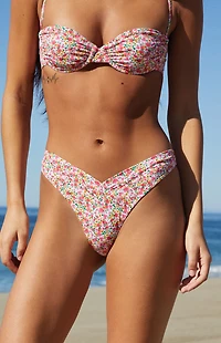 Pacsun Floral Emie Gathered V High Cut Bikini Bottom