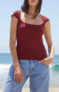 John Galt Burgundy Ella Top