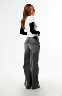 Pacsun Casey Low Rise Baggy Jeans Button Pocket Gray