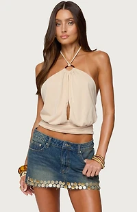 Edikted Khalia Backless Cut Out Halter Top