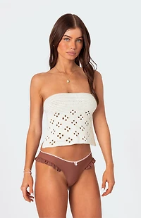 Edikted Niki Crochet Strapless Top