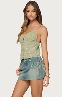 Edikted Embroidered Button Up Tank Top