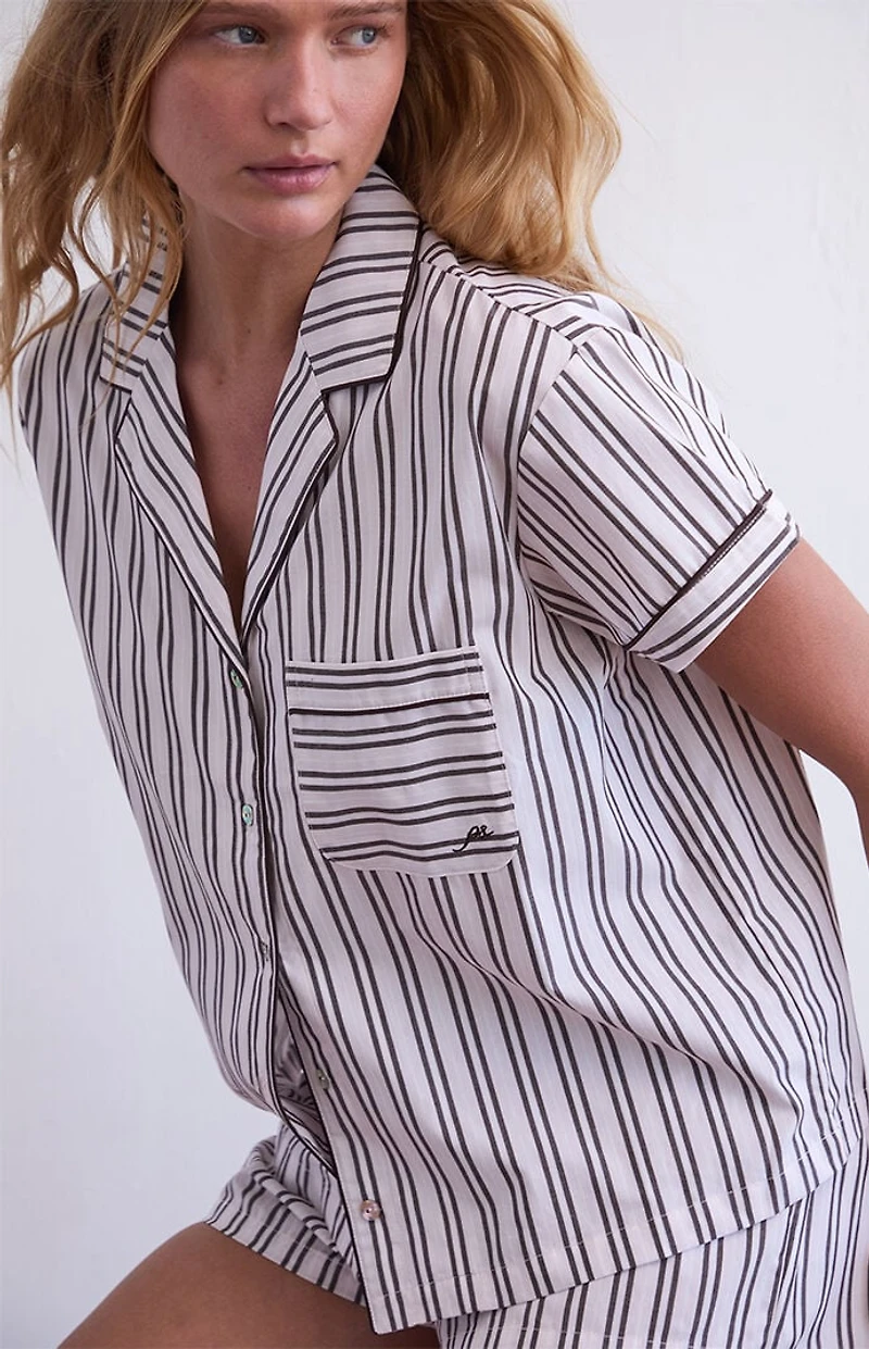 PS GOODNIGHT Striped Short Sleeve Pajama Shirt