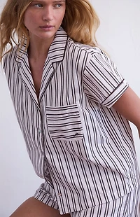 PS GOODNIGHT Striped Short Sleeve Pajama Shirt