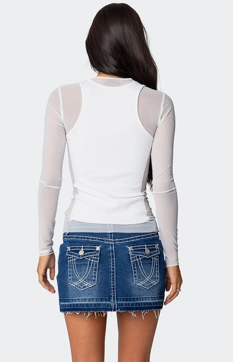 Edikted Rib Tank Layered Mesh Top