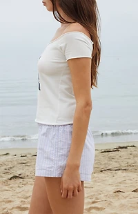 John Galt White Bonnie 14 Off-The-Shoulder Top