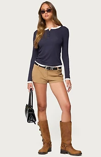 Edikted Contrast Layered Look Henley Top