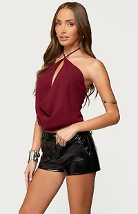 Edikted Chiffon Backless Cowl Neck Top