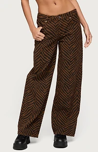 Edikted Zebra Print Low Rise Baggy Jeans