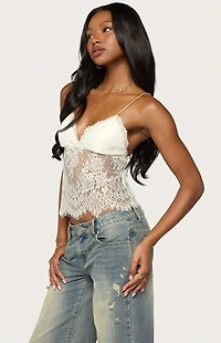 Edikted Ottilie Lace & Satin Top