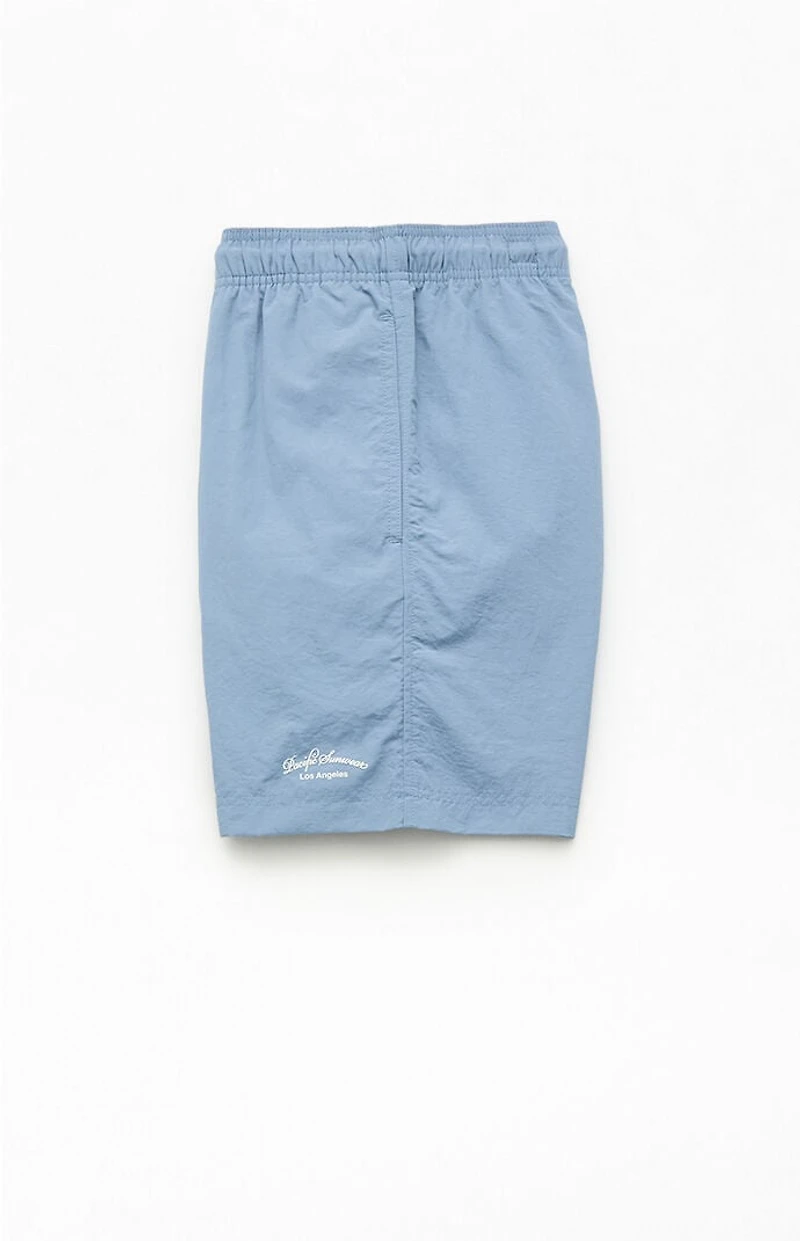 Pacsun Blue Collegiate Solid 6.5" Swim Trunks